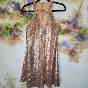 NWT Grandeur Rose Gold Sequin Cutout Dress-Lulus